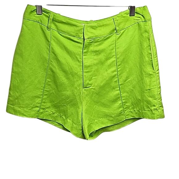 ASTR The Label Amiah Womens Linen/Viscose Fully Lined Lime Green Shorts Size L - Picture 1 of 11